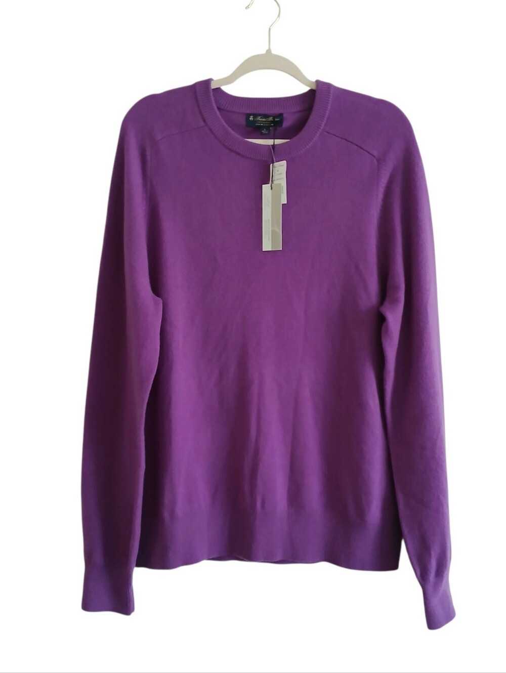 NEW Brooks Brothers 100% Cashmere Scotland Crewneck Saddle Shoulder Sweater L